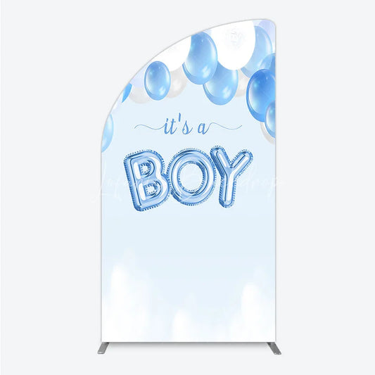 Lofaris Light Blue and White Balloons Its a Boy Half Moon Arch Backdrop Baby Shower Gender Reveal Party Decor