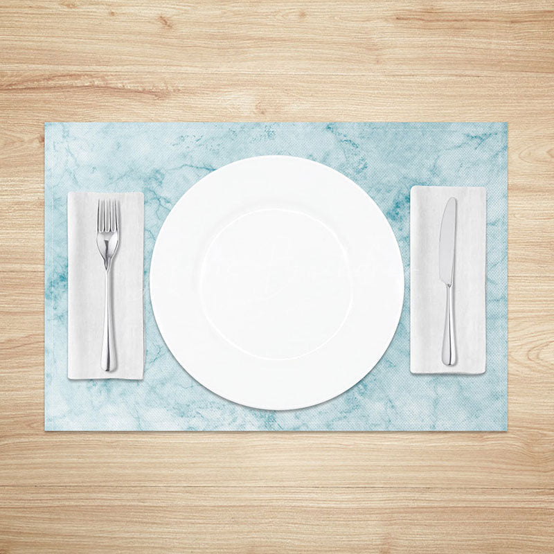 Lofaris Light Blue and White Marble Placemats Set of 4 Elegant Stone Texture for Kitchen Dining Decor