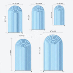 Lofaris Light Blue Geometric Layered Round Top Arch Backdrop Modern Minimalist Design Decor