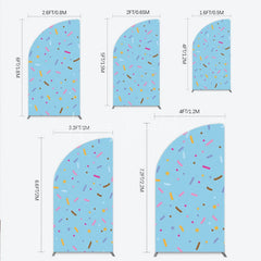 Lofaris Light Blue Half Moon Arch Backdrop with Colorful Sprinkles and Stars Sweet Candy Theme Party Decor