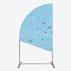 Lofaris Light Blue Half Moon Arch Backdrop with Colorful Sprinkles and Stars Sweet Candy Theme Party Decor