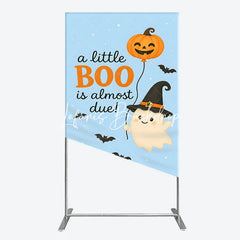 Lofaris Light Blue Halloween Baby Shower Rectangle Arch Backdrop Cute Ghost Pumpkin and Bats Decor
