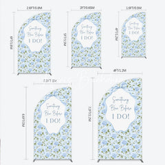 Lofaris Light Blue Hydrangea Floral Something Before I Do Half Moon Arch Backdrop Elegant Wedding Decor