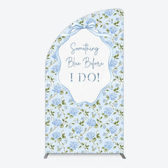 Lofaris Light Blue Hydrangea Floral Something Before I Do Half Moon Arch Backdrop Elegant Wedding Decor