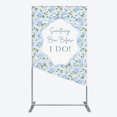 Lofaris Light Blue Hydrangea Floral Something Before I Do Rectangle Arch Backdrop Wedding Bridal Shower Decor