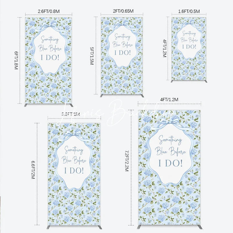 Lofaris Light Blue Hydrangea Floral Something Before I Do Rectangle Arch Backdrop Wedding Bridal Shower Decor