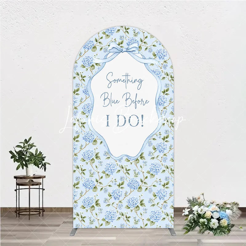 Lofaris Light Blue Hydrangea Floral Something Before I Do Round Top Arch Backdrop Elegant Wedding Bridal Shower Decor