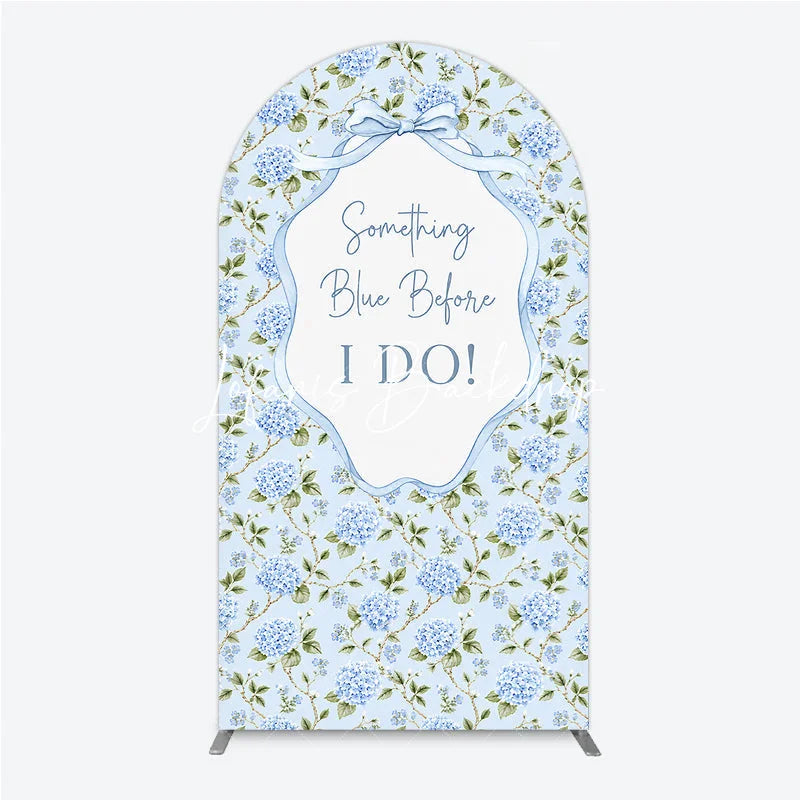 Lofaris Light Blue Hydrangea Floral Something Before I Do Round Top Arch Backdrop Elegant Wedding Bridal Shower Decor