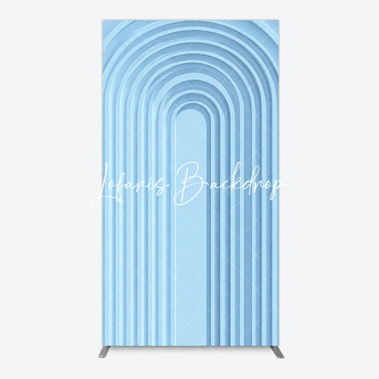 Lofaris Light Blue Layered Geometric Arch Rectangle Backdrop Modern Minimalist 3D Design Decor