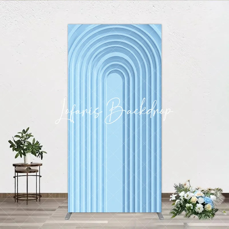 Lofaris Light Blue Layered Geometric Arch Rectangle Backdrop Modern Minimalist 3D Design Decor