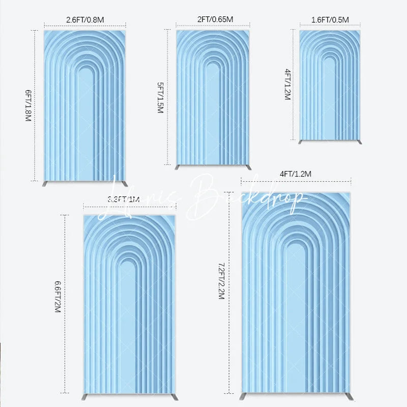 Lofaris Light Blue Layered Geometric Arch Rectangle Backdrop Modern Minimalist 3D Design Decor