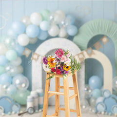 Lofaris Light Blue Pastel Balloons and Bubble Theme Photography Backdrop Arch Props Baby Shower First Birthday Decor