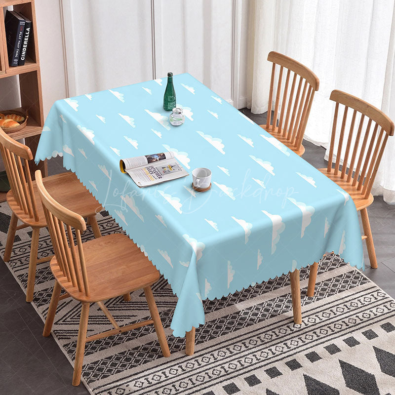 Lofaris Light Blue Sky White Clouds Rectangle Tablecloth