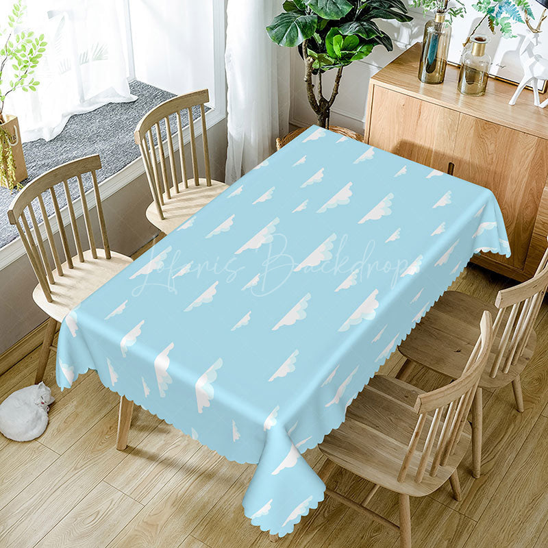 Lofaris Light Blue Sky White Clouds Rectangle Tablecloth