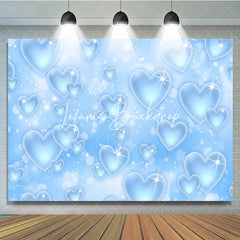 Lofaris Light Blue Sparkling Hearts Bokeh Glitter Y2K Birthday Backdrop Dreamy Celebration Party Photography Decor