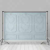 Lofaris Light Blue Wall Photography Backdrop with Heart Shaped Wreaths and Butterflies Romantic Studio Photo Prop