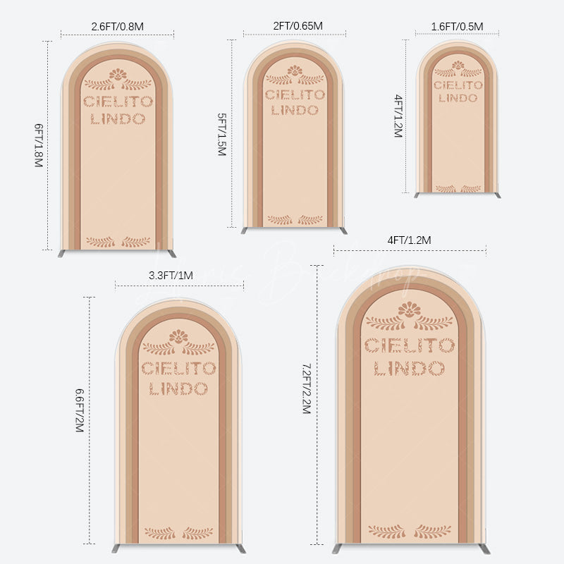 Lofaris Light Brown Leaf Cielito Lindo Birthday Arch Backdrop