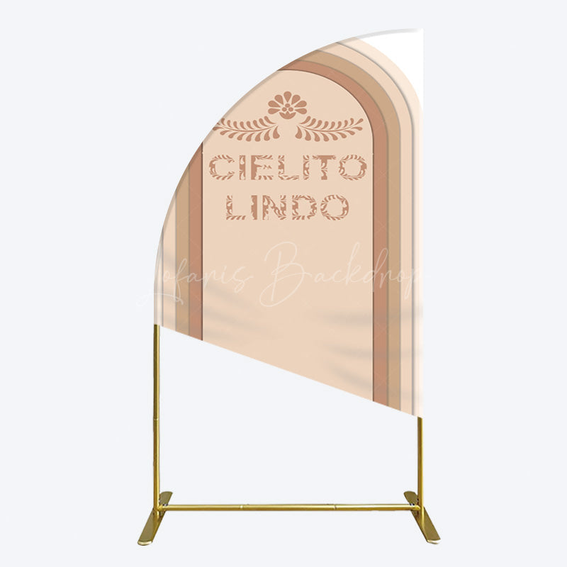 Lofaris Light Brown Leaf Cielito Lindo Birthday Half Moon Arch Backdrop