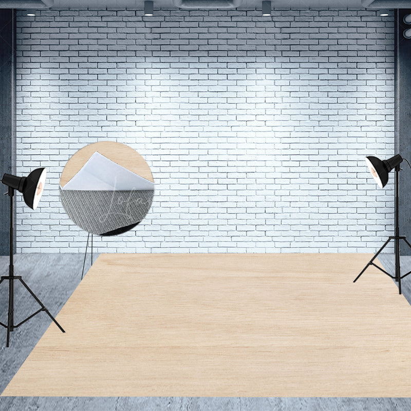 Lofaris Light Brown Wooden Pattern Fabric Floor Backdrop