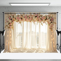 Lofaris Light Floral Pink Arch Window Sweet Wedding Backdrop