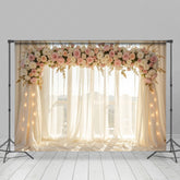 Lofaris Light Floral Pink Arch Window Sweet Wedding Backdrop