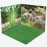Lofaris Light Forest Floral Truck Spring Room Set Backdrop