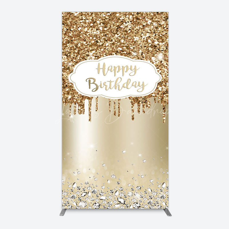 Lofaris Light Gold Glitter Diamonds Birthday Arch Backdrop