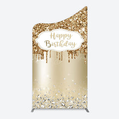 Lofaris Light Gold Glitter Diamonds Birthday Arch Backdrop
