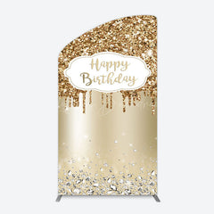 Lofaris Light Gold Glitter Diamonds Birthday Arch Backdrop