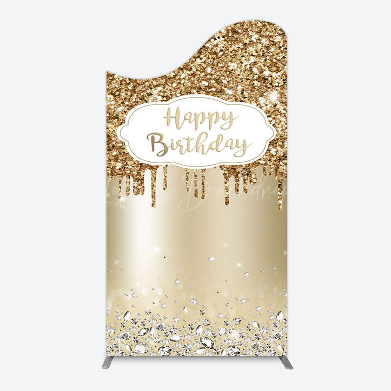 Lofaris Light Gold Glitter Diamonds Birthday Arch Backdrop