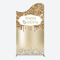Lofaris Light Gold Glitter Diamonds Birthday Arch Backdrop