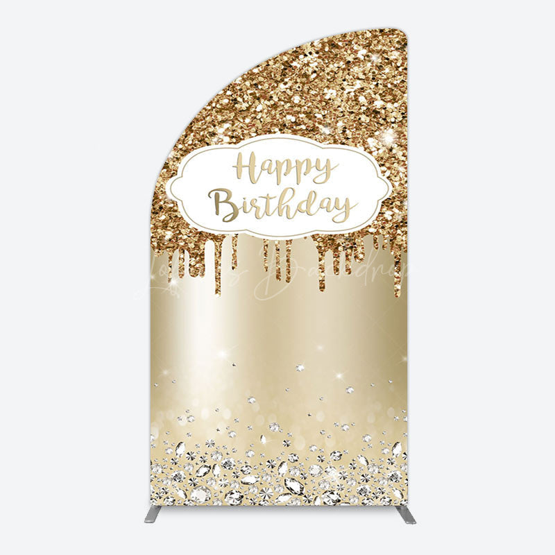 Lofaris Light Gold Glitter Diamonds Birthday Arch Backdrop
