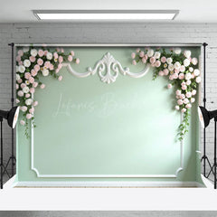 Lofaris Light Green Floral Accent Wall Wedding Photo Backdrop