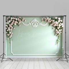 Lofaris Light Green Floral Accent Wall Wedding Photo Backdrop