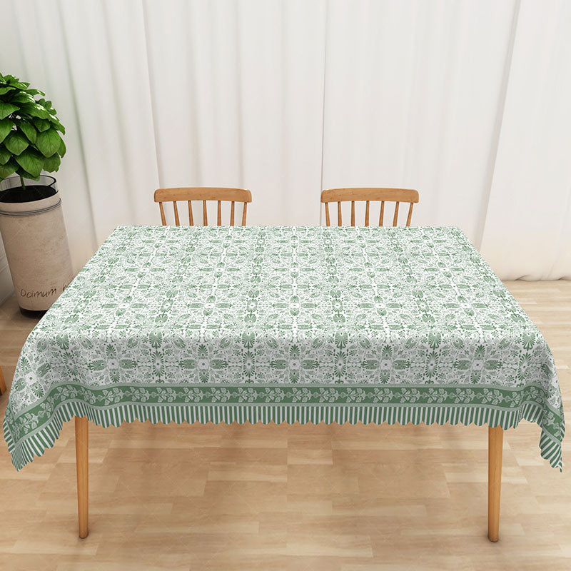 Lofaris Light Green Floral Rectangle Tablecloth for Spring and Sage Themed Wedding or Baby Shower