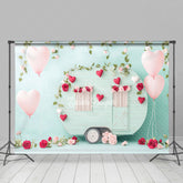 Lofaris Light Green Motorhome Rose Valentines Day Backdrop