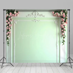 Lofaris Light Green Vintage Wall Floral Room Set Backdrop