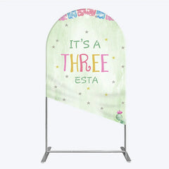 Lofaris Light Green Watercolor Mexican Fiesta Round Top Arch Backdrop It’s a Three Birthday Party with Cactus and Papel Picado