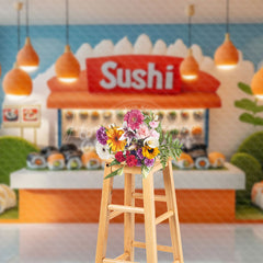 Lofaris Light Japanese Sushi Restaurant Cake Smash Backdrop