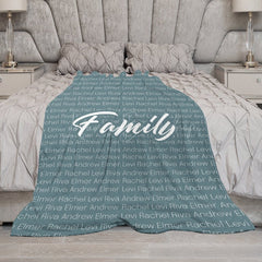 Lofaris Light Navy Custom Dense Repeated Family Name Blanket