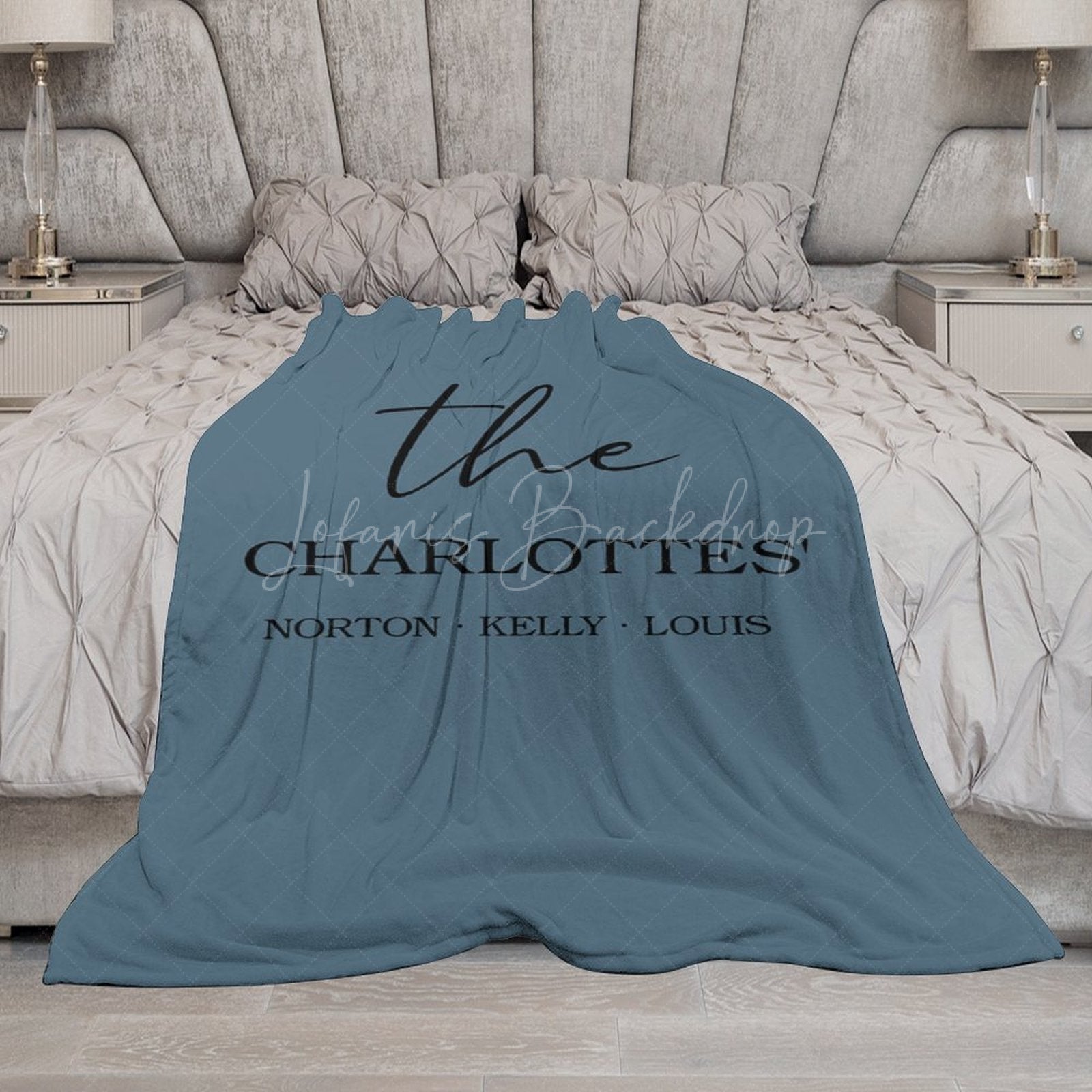 Lofaris Light Navy Personalized Family Names Font Blanket