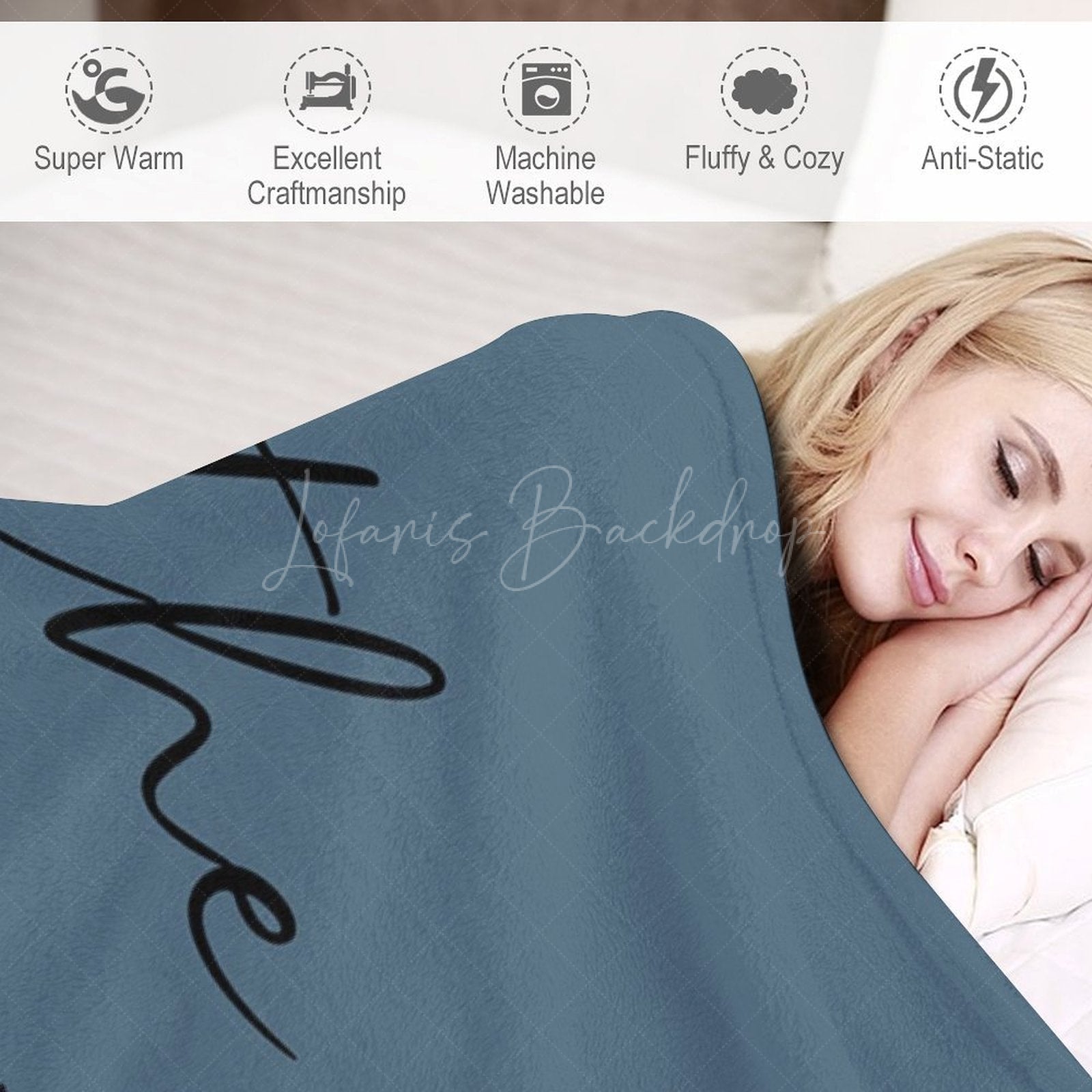 Lofaris Light Navy Personalized Family Names Font Blanket