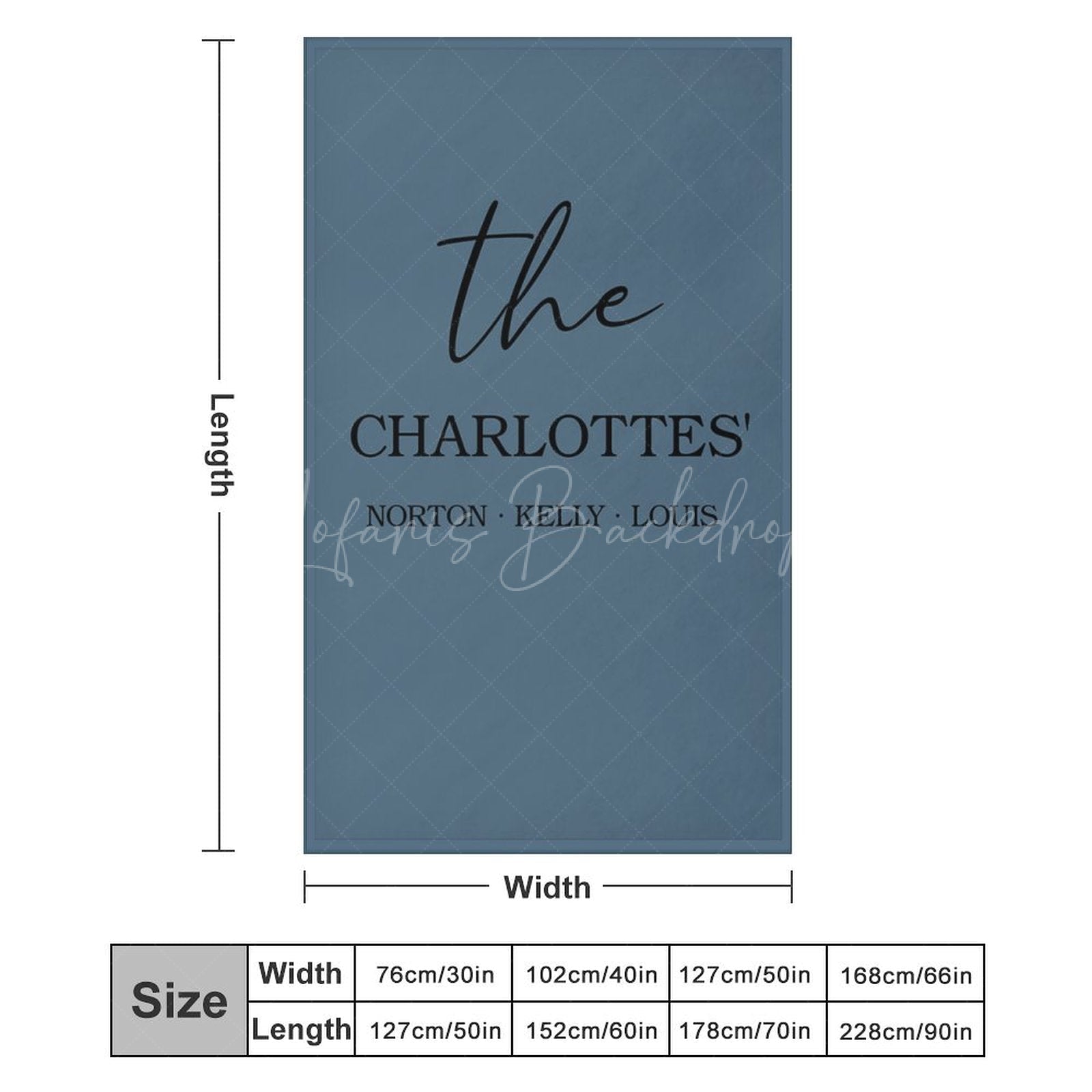 Lofaris Light Navy Personalized Family Names Font Blanket