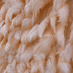 Lofaris Light Peach Feather Textured Artificial Flower Wall Elegant Fluffy Backdrop for Wedding Party Decor