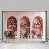 Lofaris Light Pink Arch Wall Potted Plant Summer Backdrop