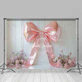 Lofaris Light Pink Bow White Wall Floral Backdrop For Wedding