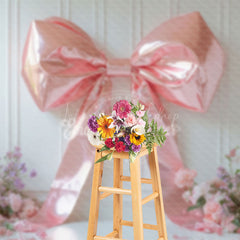 Lofaris Light Pink Bow White Wall Floral Backdrop For Wedding