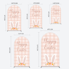 Lofaris Light Pink Plaid Floral Bunny Ear Easter Arch Backdrop