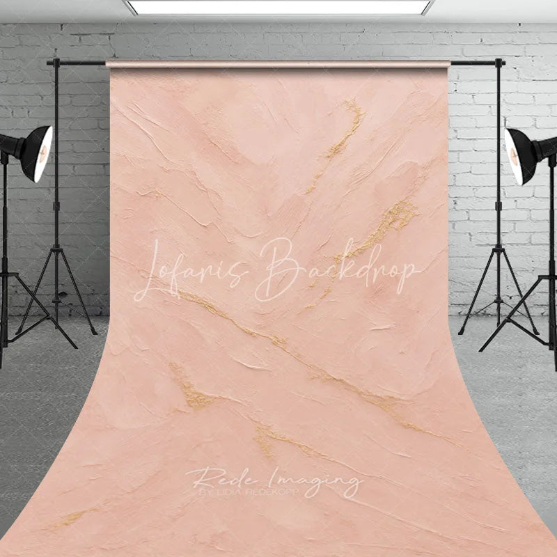 Lofaris Light Pink Textured Sweep Backdrop with Gold Accents Elegant Abstract Photography Background for Portraits