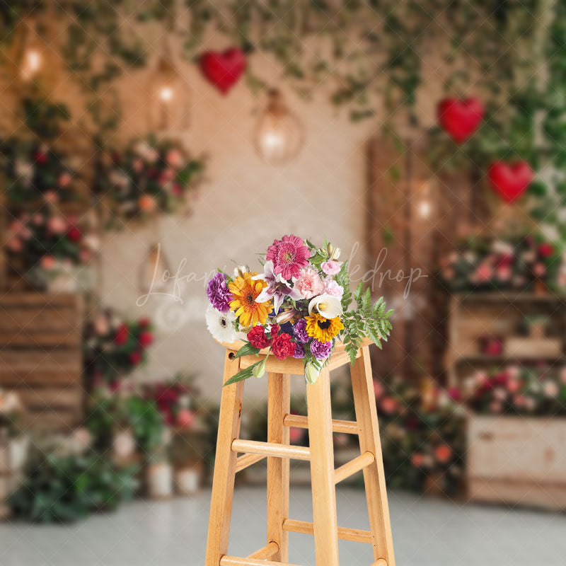 Lofaris Light Plant Floral Romantic Valentines Day Backdrop